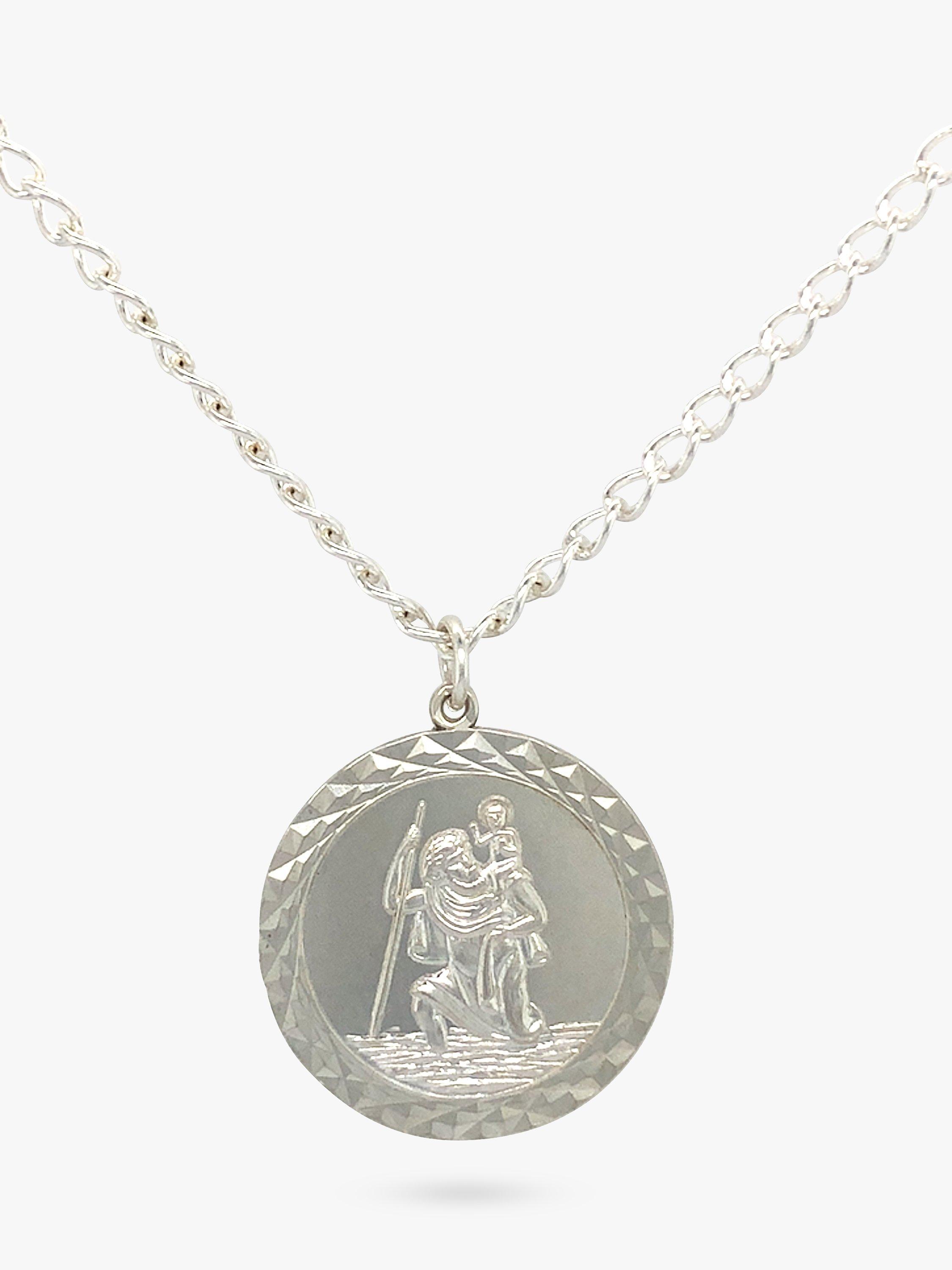 Vintage Fine Jewellery Pre-Loved St. Christopher Disc Pendant Necklace, Dated London 1975