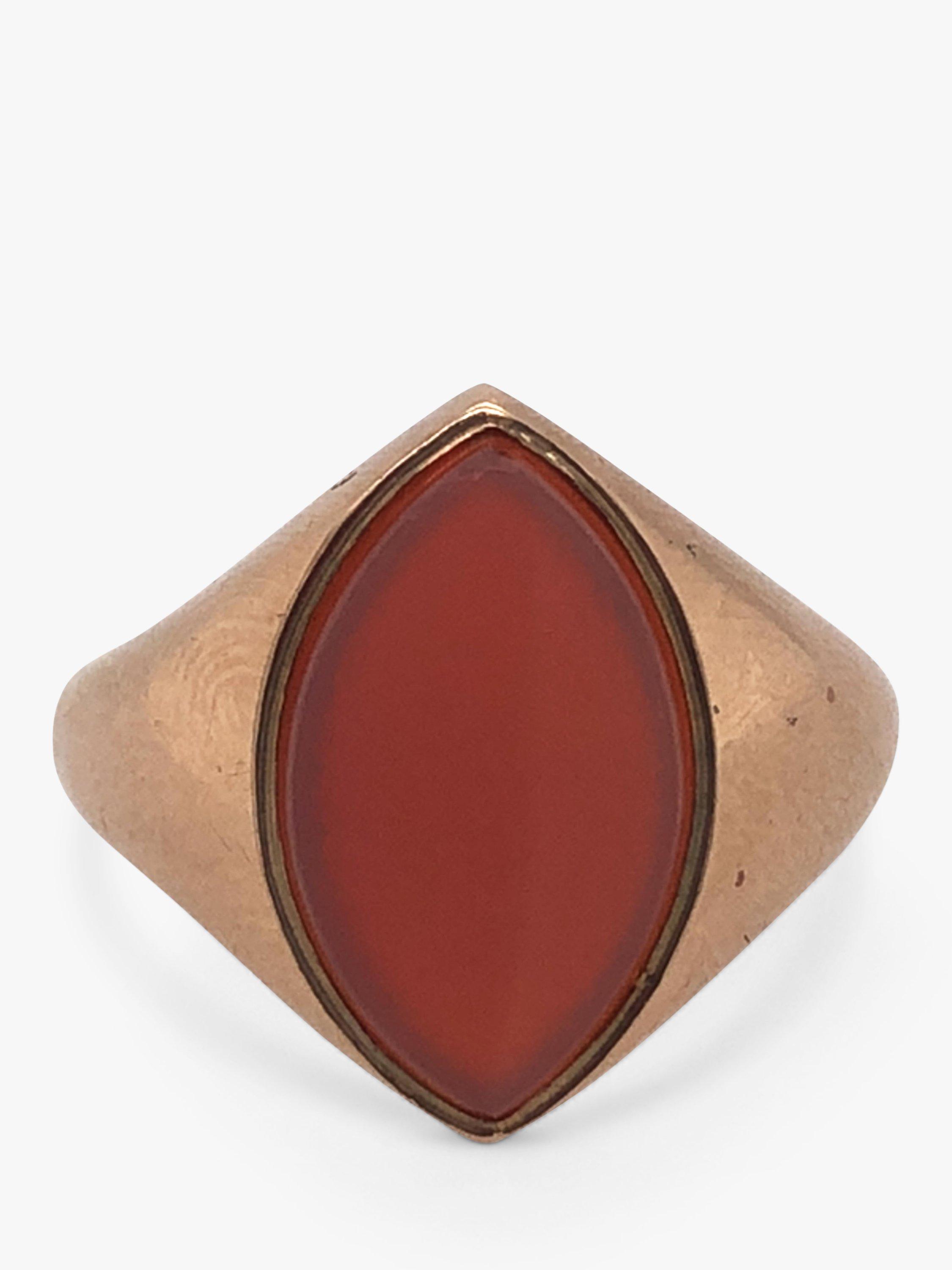 Vintage Fine Jewellery Pre-Loved Marquise Carnelian Signet Ring, Dated Birmingham 1889