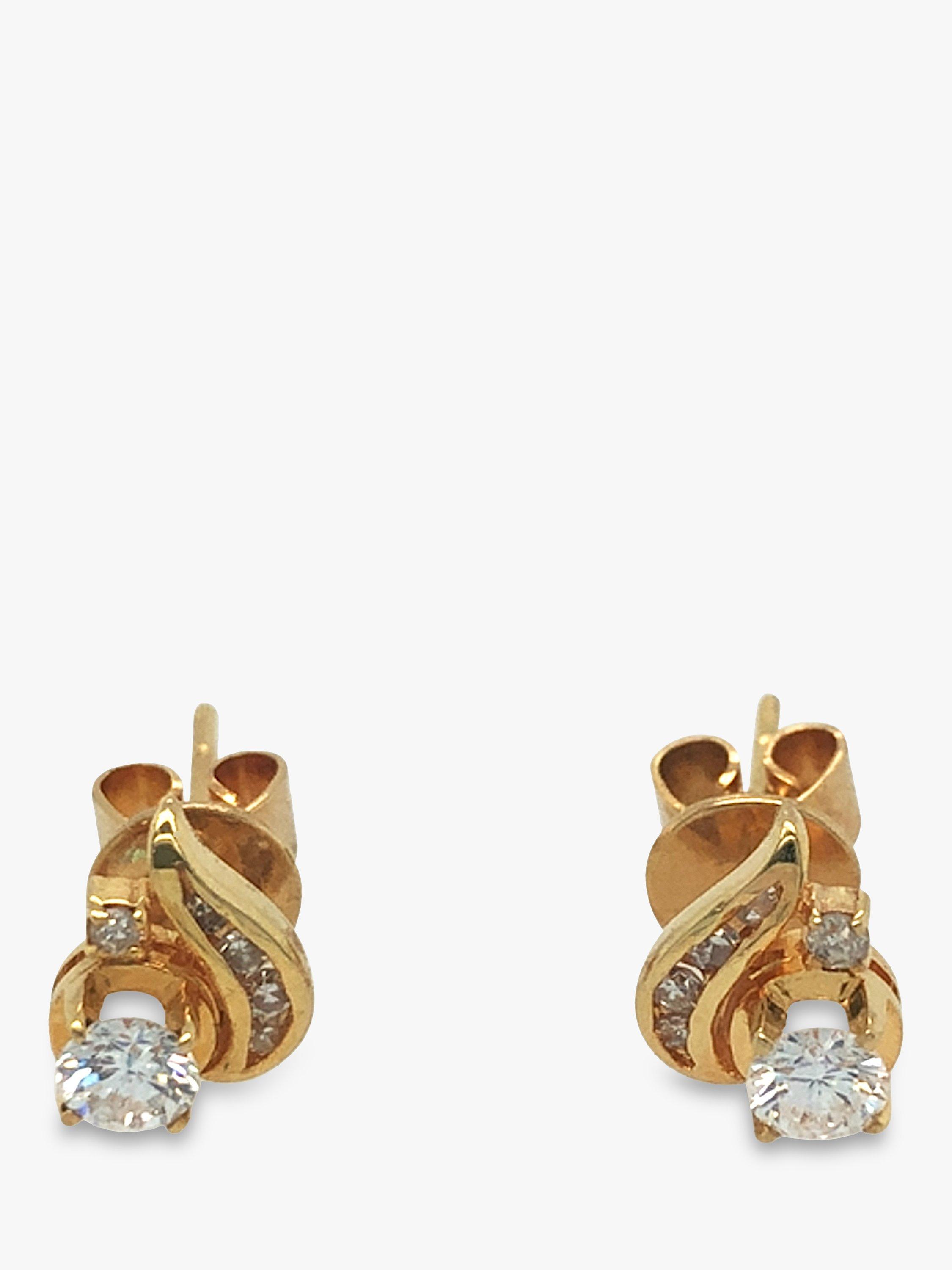 Vintage Fine Jewellery Pre-Loved 14ct Yellow Gold Diamond Swirl Stud Earrings