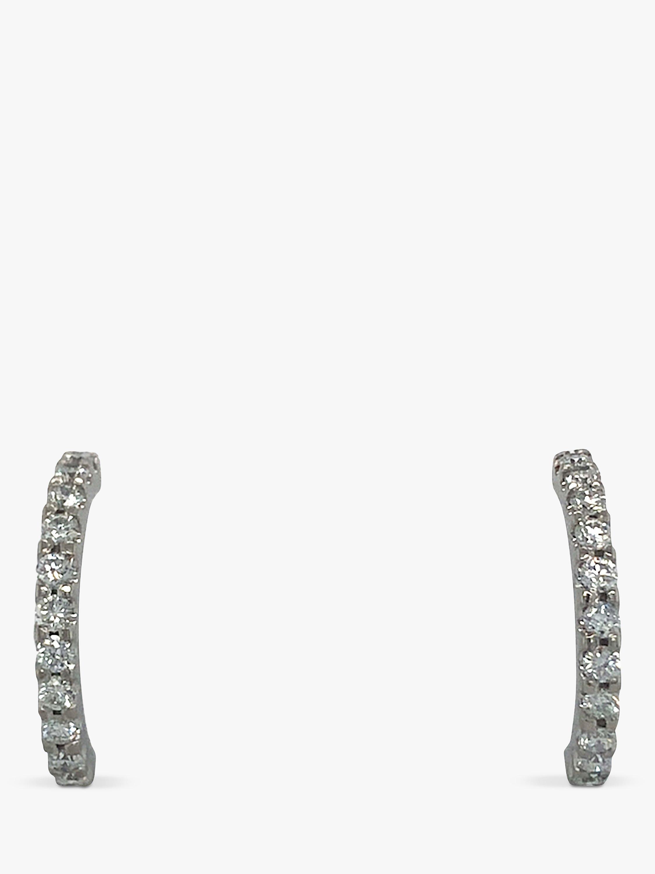 Vintage Fine Jewellery Pre-Loved Platinum Diamond Half Hoop Earrings, Dated Circa 2000's