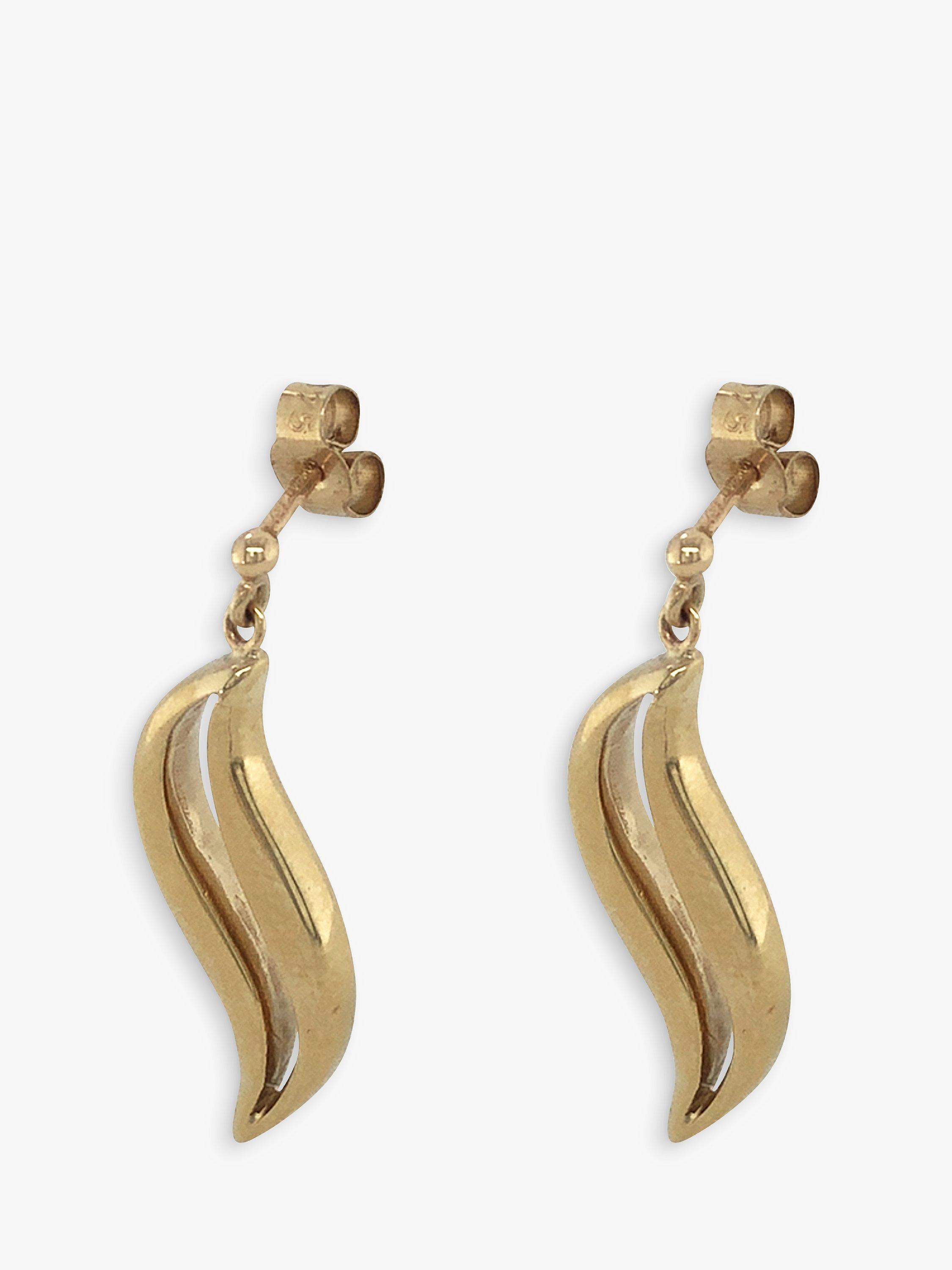Vintage Fine Jewellery Pre-Loved 9ct Yellow Gold Swirl Drop Earrings