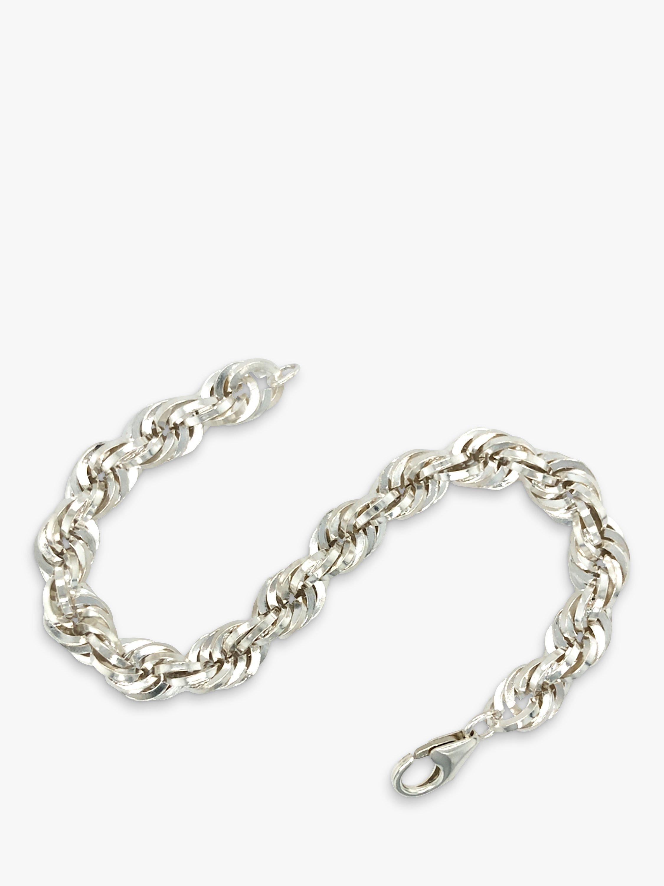 Vintage Fine Jewellery Pre-Loved Chunky Rope Link Silver Bracelet, Dated London 1979