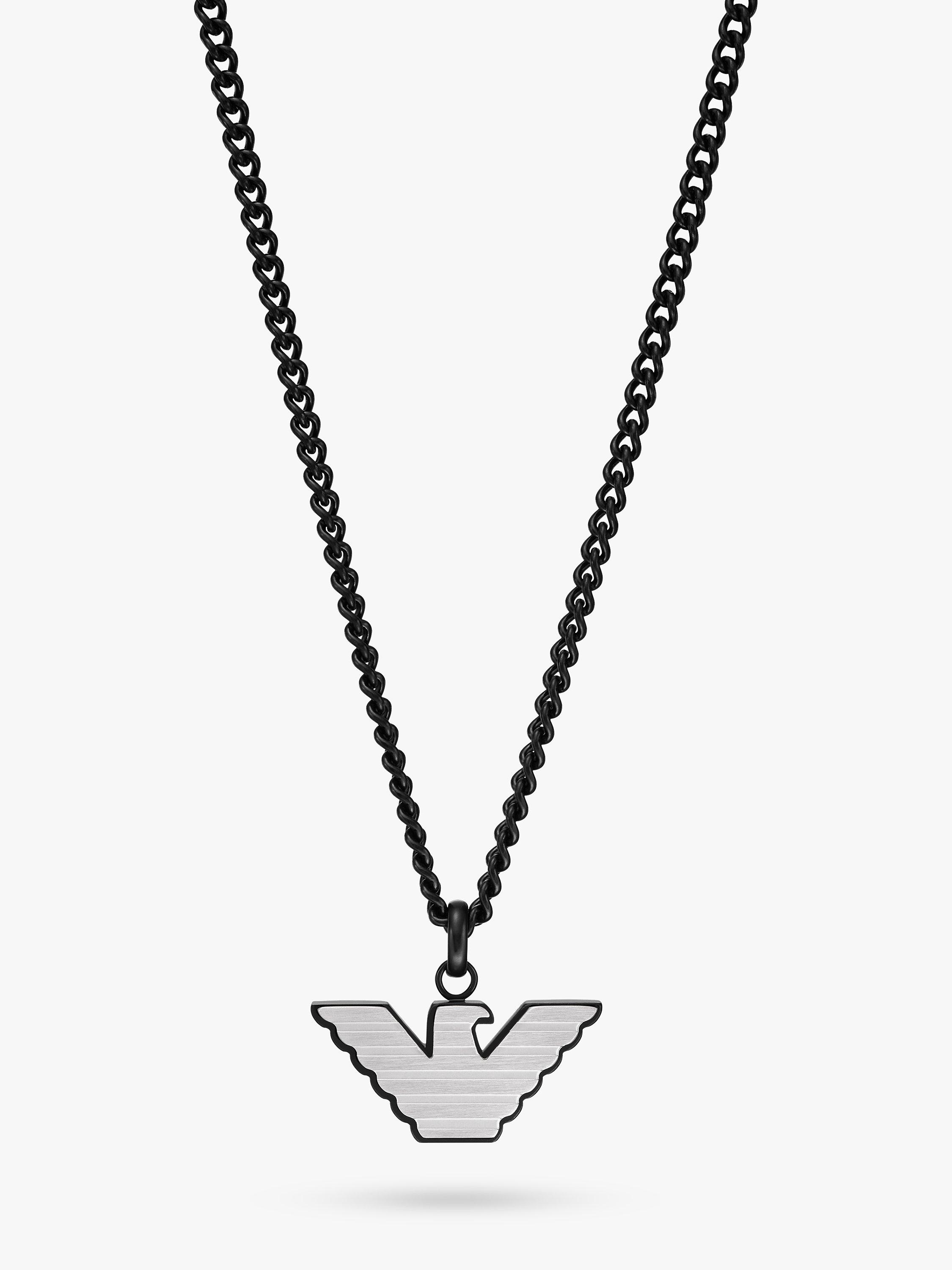 Emporio Armani Men's Logo Pendant Necklace, Black EGS2994040