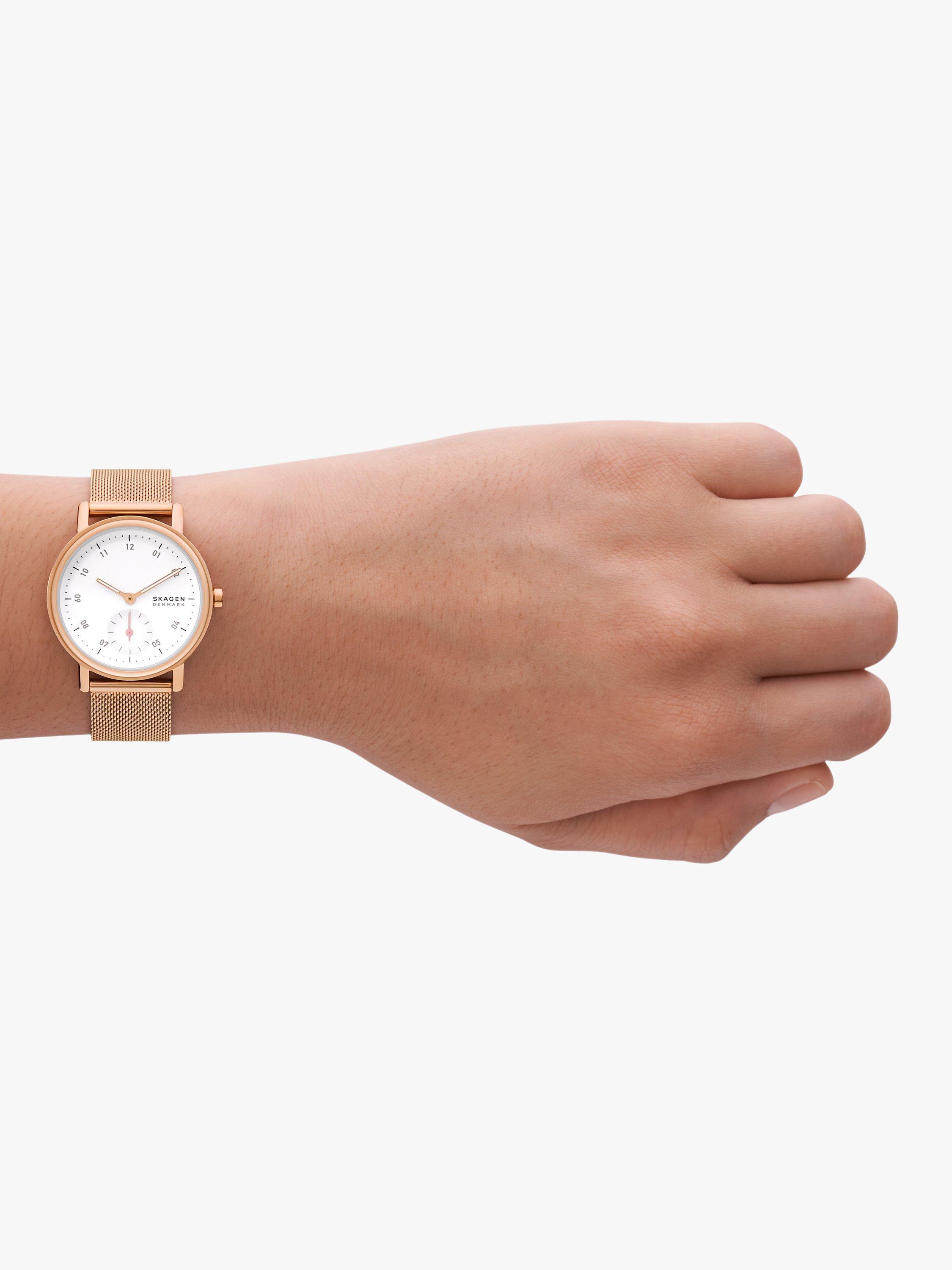 Skagen Women's Kuppel Lille Mesh Strap Watch, Rose Gold SKW3099