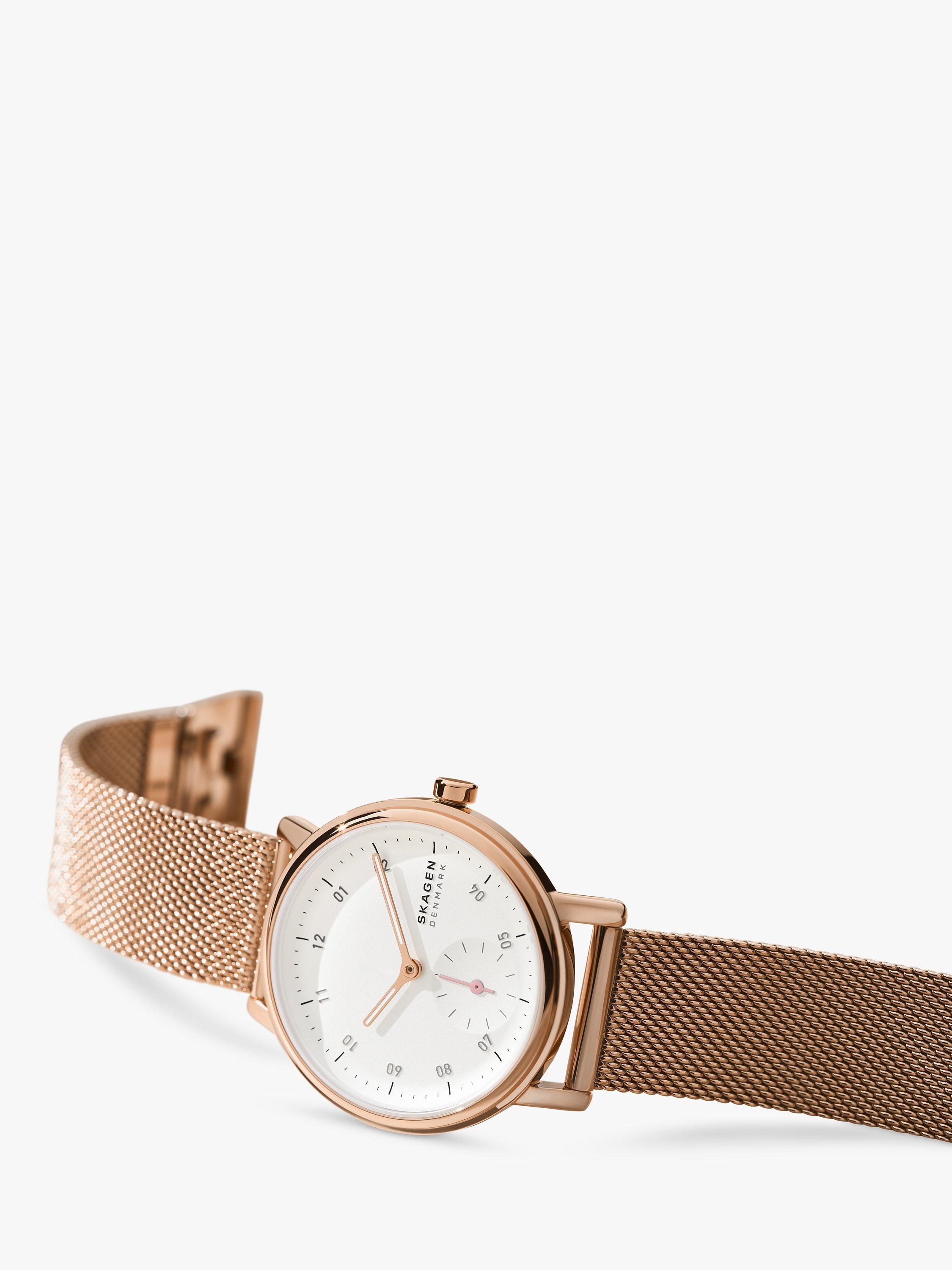 Skagen Women's Kuppel Lille Mesh Strap Watch, Rose Gold SKW3099
