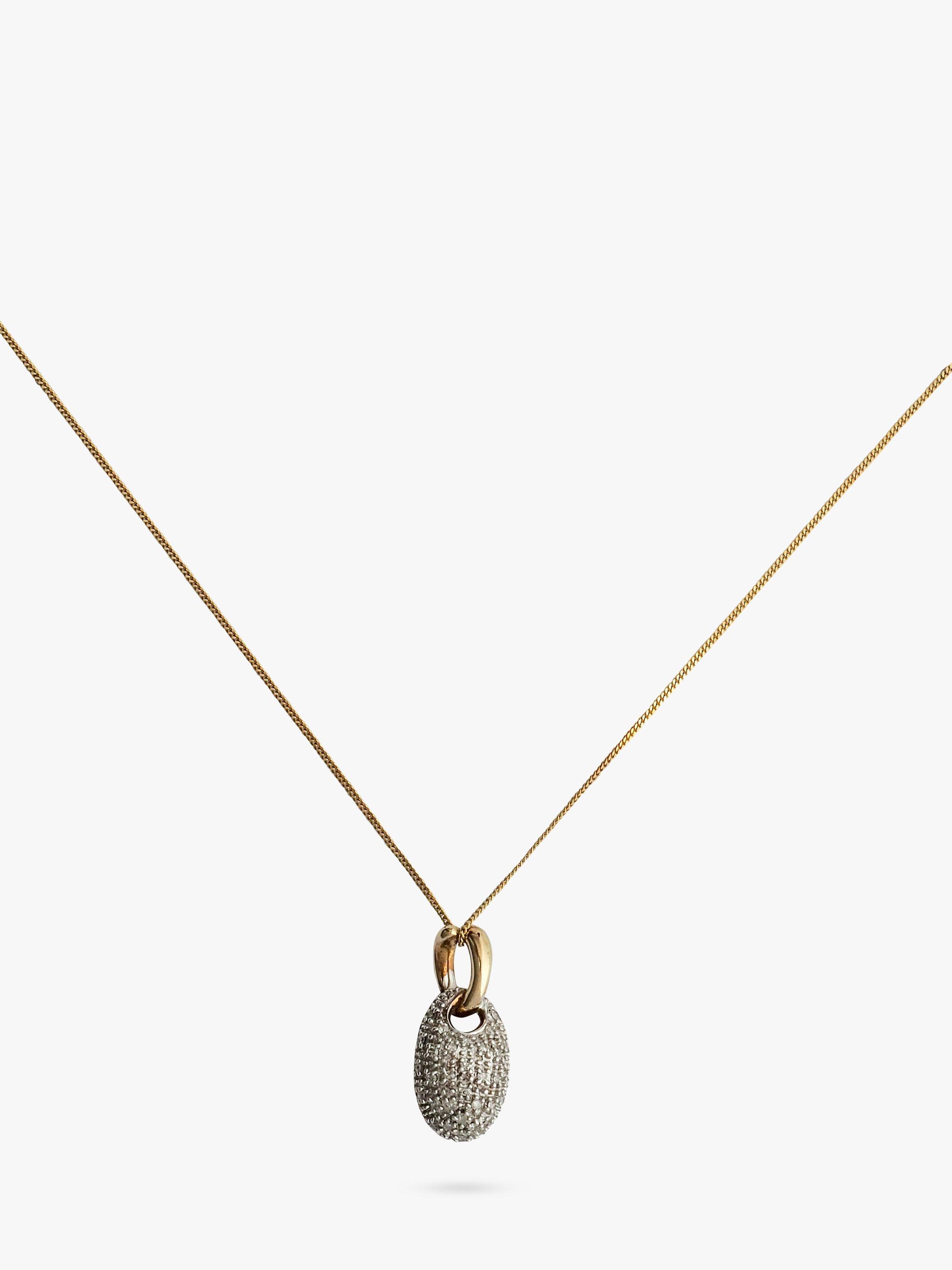 Product image 1 of 1, which shows L & T Heirlooms Pre-Loved 9ct Yellow Gold Diamond Oval Stone Pendant Necklace