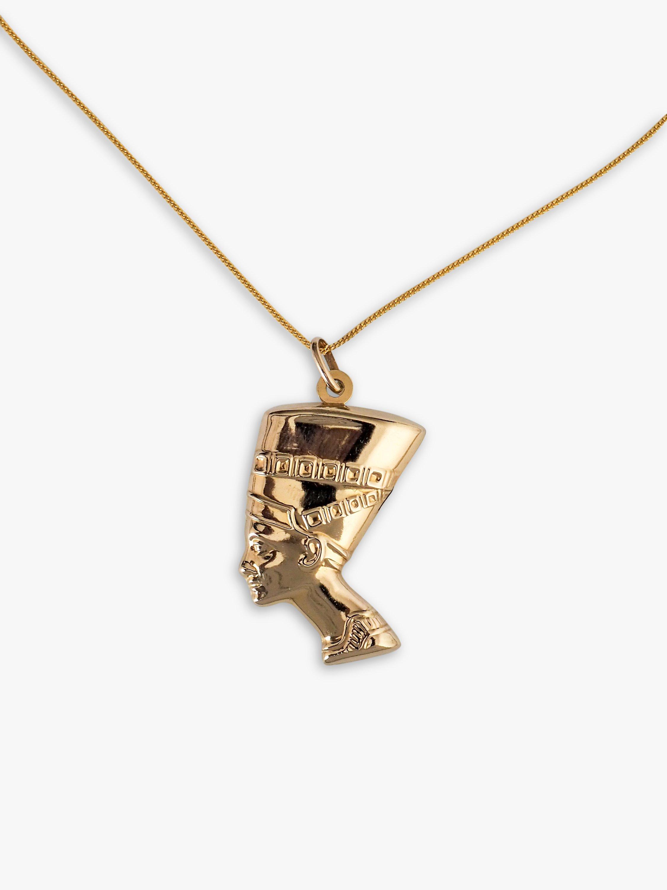 L & T Heirlooms Pre-Loved 9ct Yellow Gold Nefertiti Head Pendant Necklace