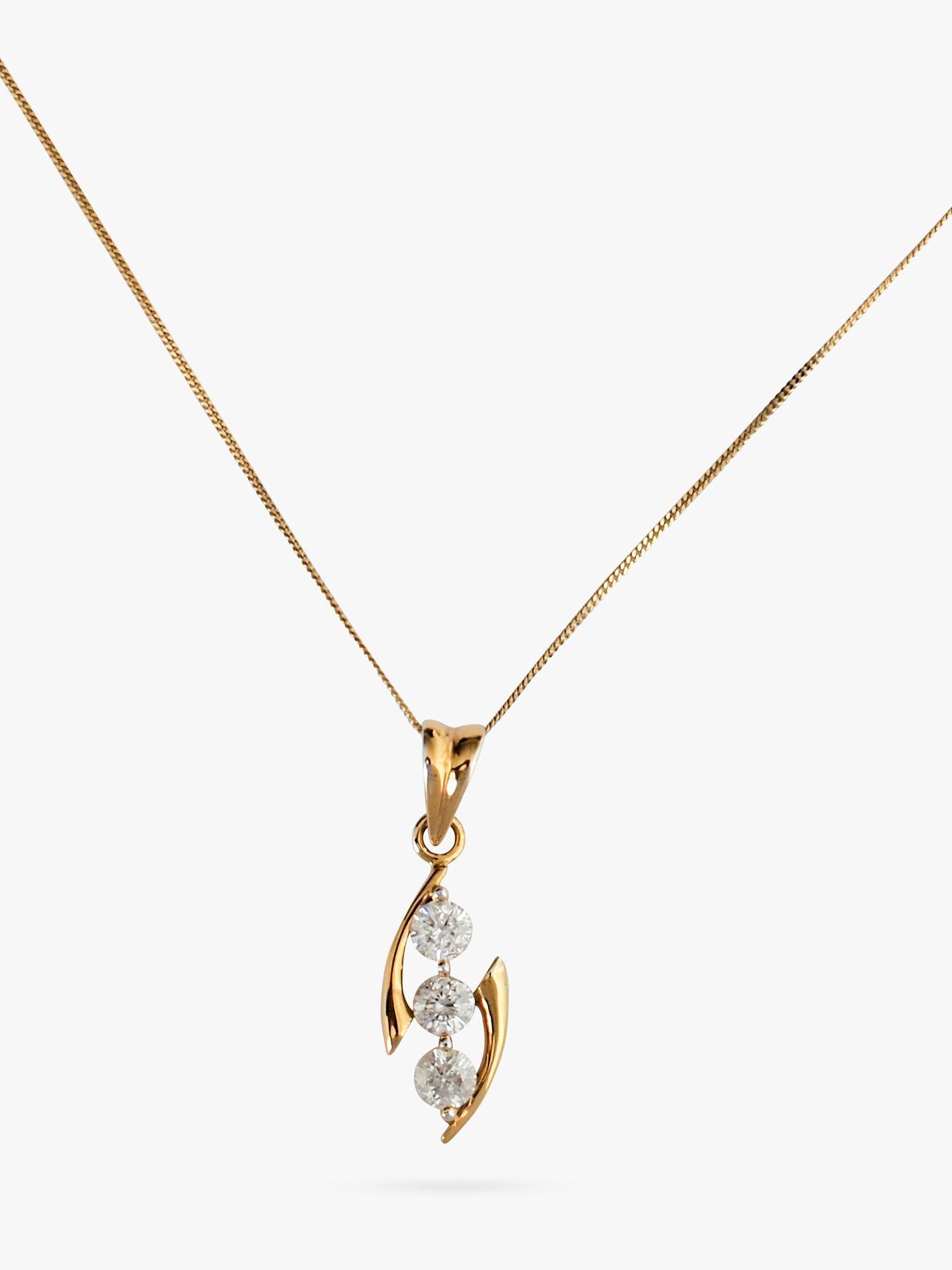 L & T Heirlooms Pre-Loved 18ct Yellow Gold Diamond Trilogy Pendant Necklace