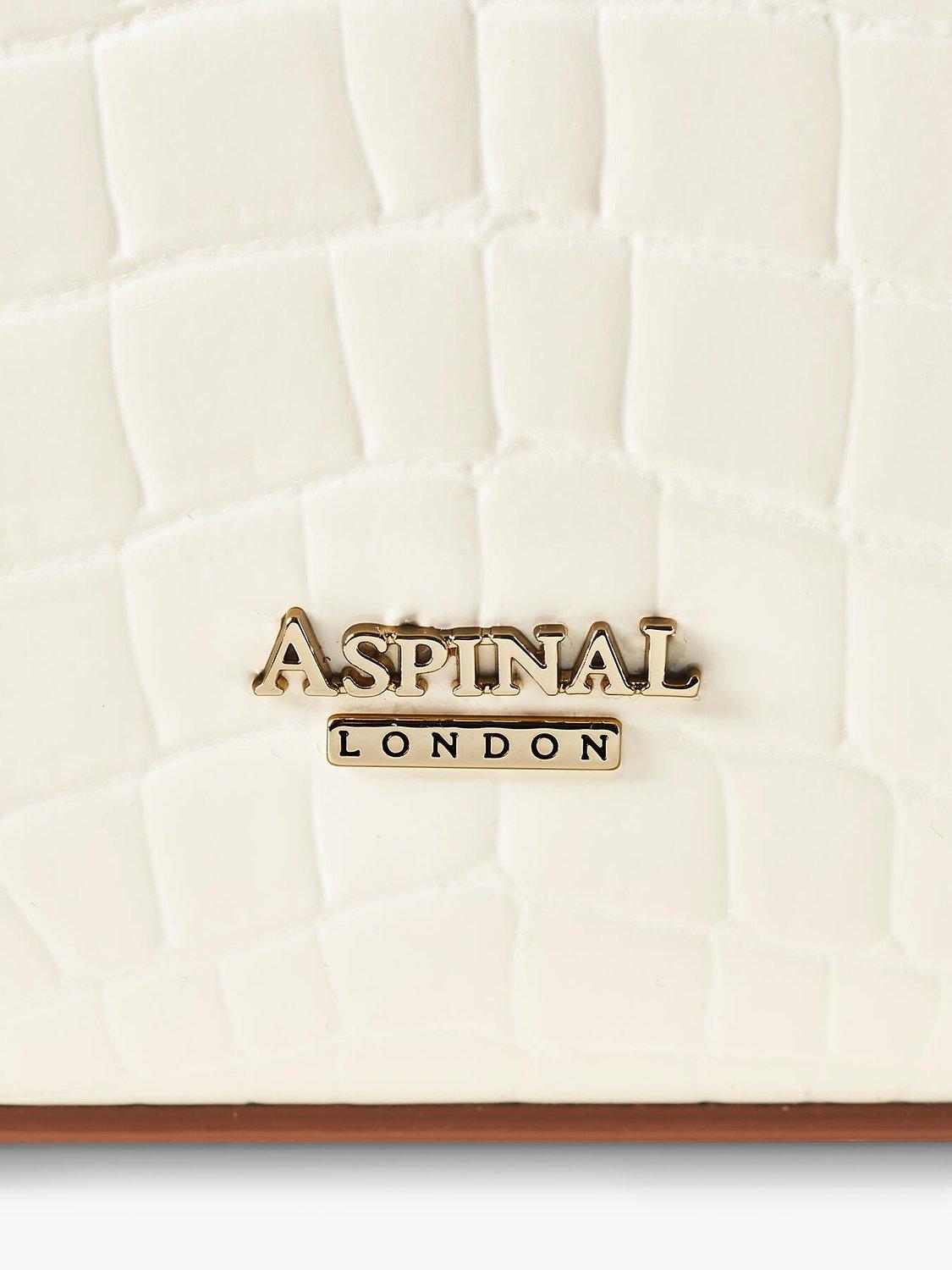 Product image 6 of 6, which shows Aspinal of London Midi Mayfair 2 Croc Leather  Cross Body Bag, Ivory