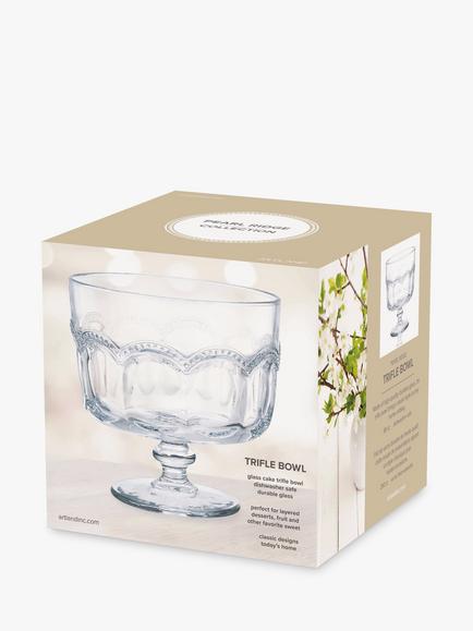 Artland Pearl Ridge Glass Trifle Bowl, 20cm, Clear - view 2, Clear