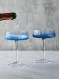 Anton Studio Designs Empire Glass Champagne Saucer, Set of 2, 250ml, Blue