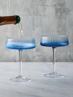 Anton Studio Designs Empire Glass Champagne Saucer, Set of 2, 250ml - view 2, Blue