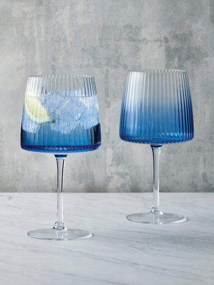Anton Studio Designs Empire Gin Glasses, Set of 2, 700ml - view 2, Blue