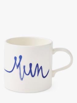 Portmeirion Mum Earthenware Mug, 360ml, Blue/White, Blue/White