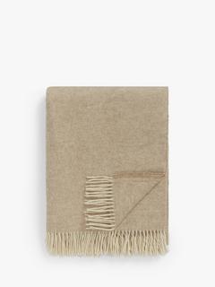John Lewis Herringbone Shetland Lambswool Throw, Neutral