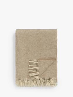 John Lewis Herringbone Shetland Lambswool Throw, Natural