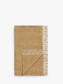 John Lewis Herringbone Shetland Lambswool Throw, Honey
