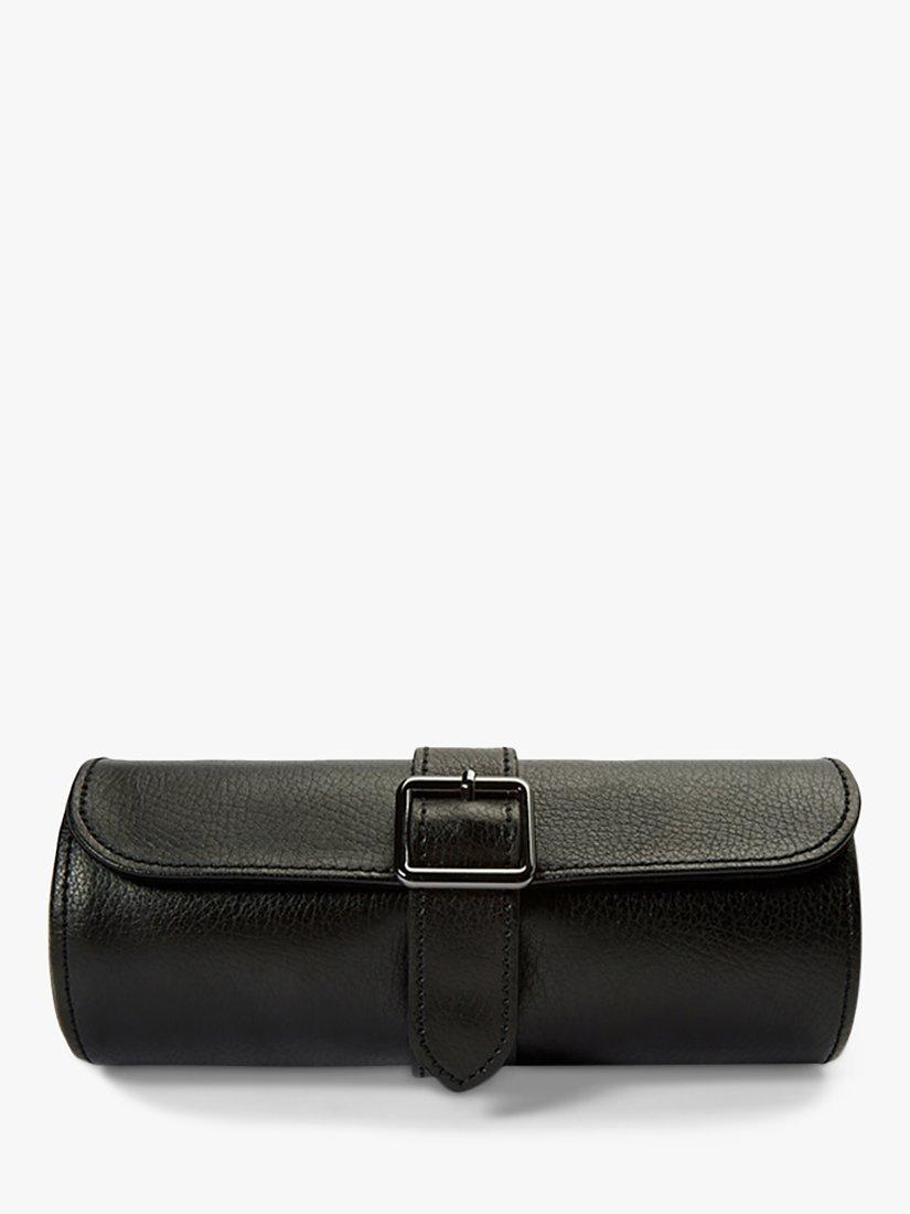 Product image 1 of 6, which shows Wolf British Racing Vegan Leather Watch Roll, Black