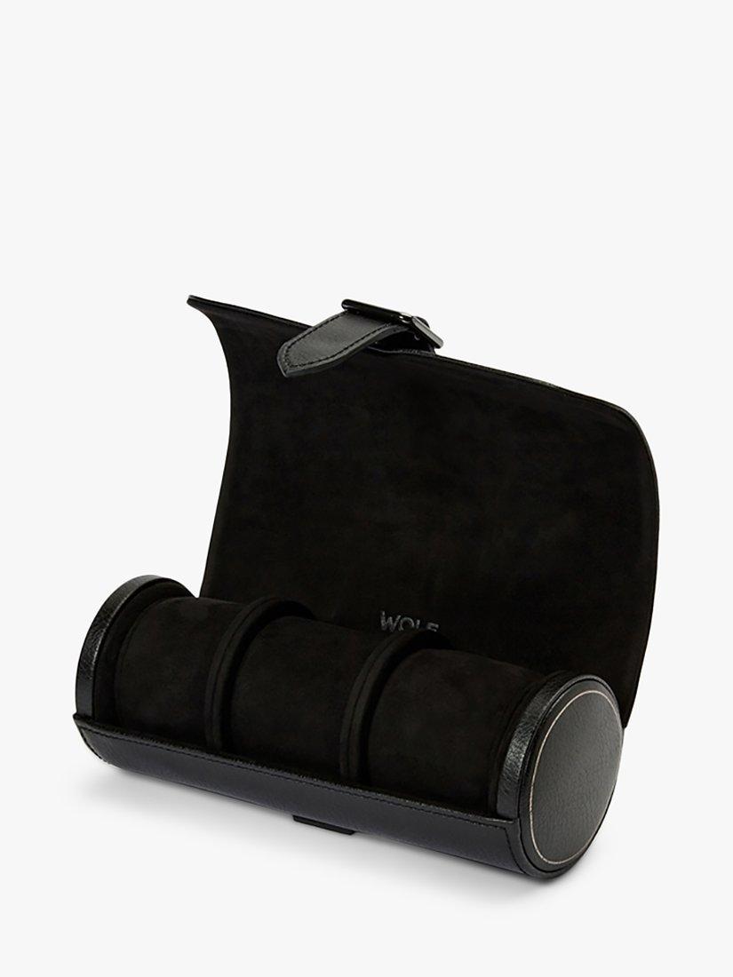 Product image 3 of 6, which shows Wolf British Racing Vegan Leather Watch Roll, Black