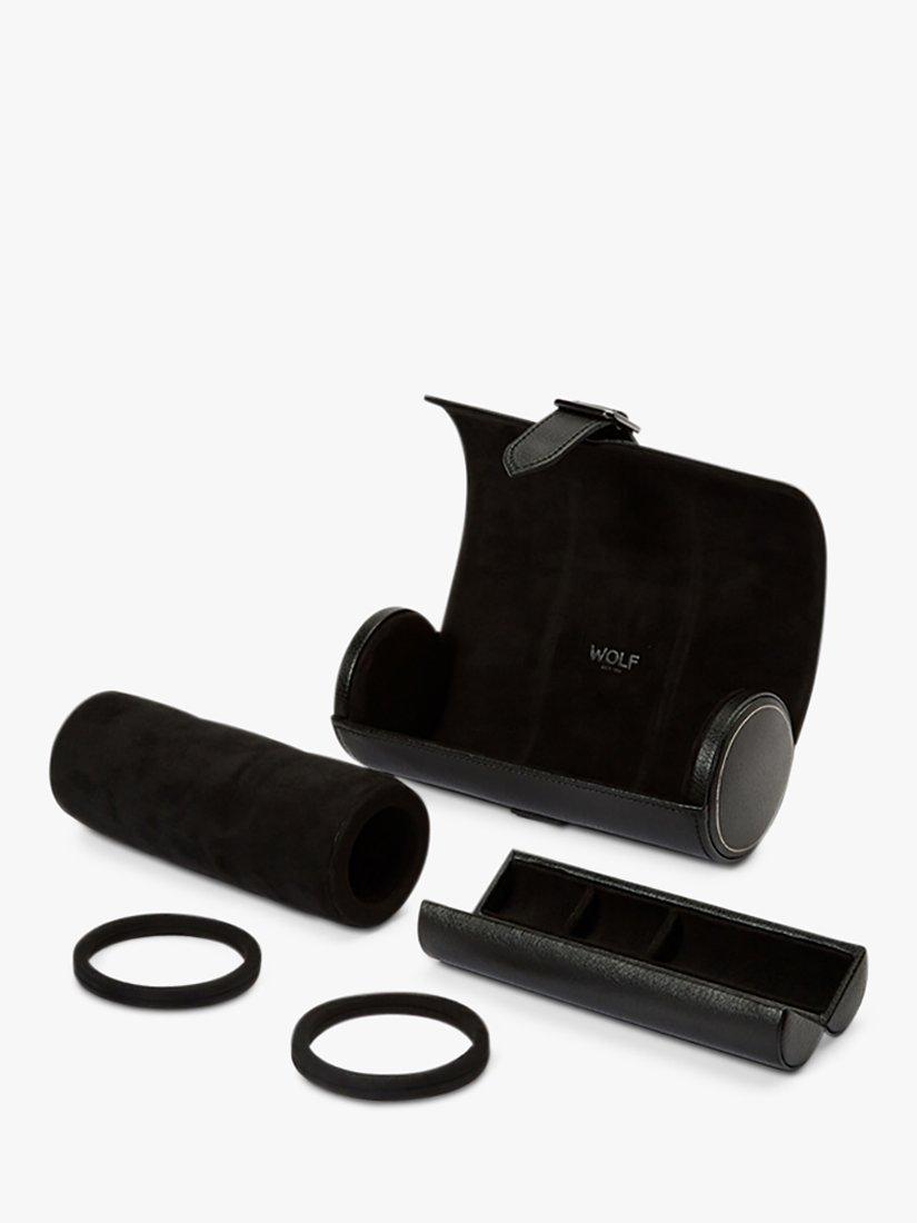 Product image 4 of 6, which shows Wolf British Racing Vegan Leather Watch Roll, Black