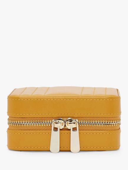 Wolf Maria Leather Zip Travel Jewellery Case, Mustard