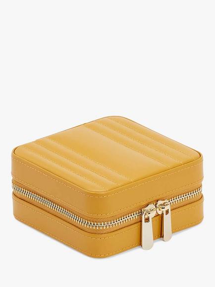 Wolf Maria Leather Zip Travel Jewellery Case - view 2, Mustard