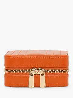 Wolf Maria Leather Zip Travel Jewellery Case, Tangerine