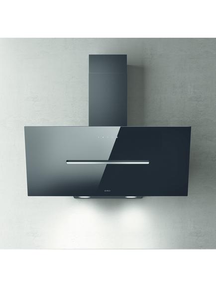 Elica SHY-BLK-90 89.8cm Wall Mounted Chimney Cooker Hood, Black Glass, Black Glass