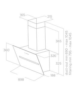 Elica SHY-BLK-90 89.8cm Wall Mounted Chimney Cooker Hood, Black Glass - view 2, Black Glass