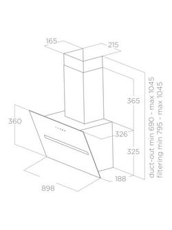 Elica SHY-WH-90 89.9cm Wall Mounted Chimney Cooker Hood, White Glass - view 2, White Glass