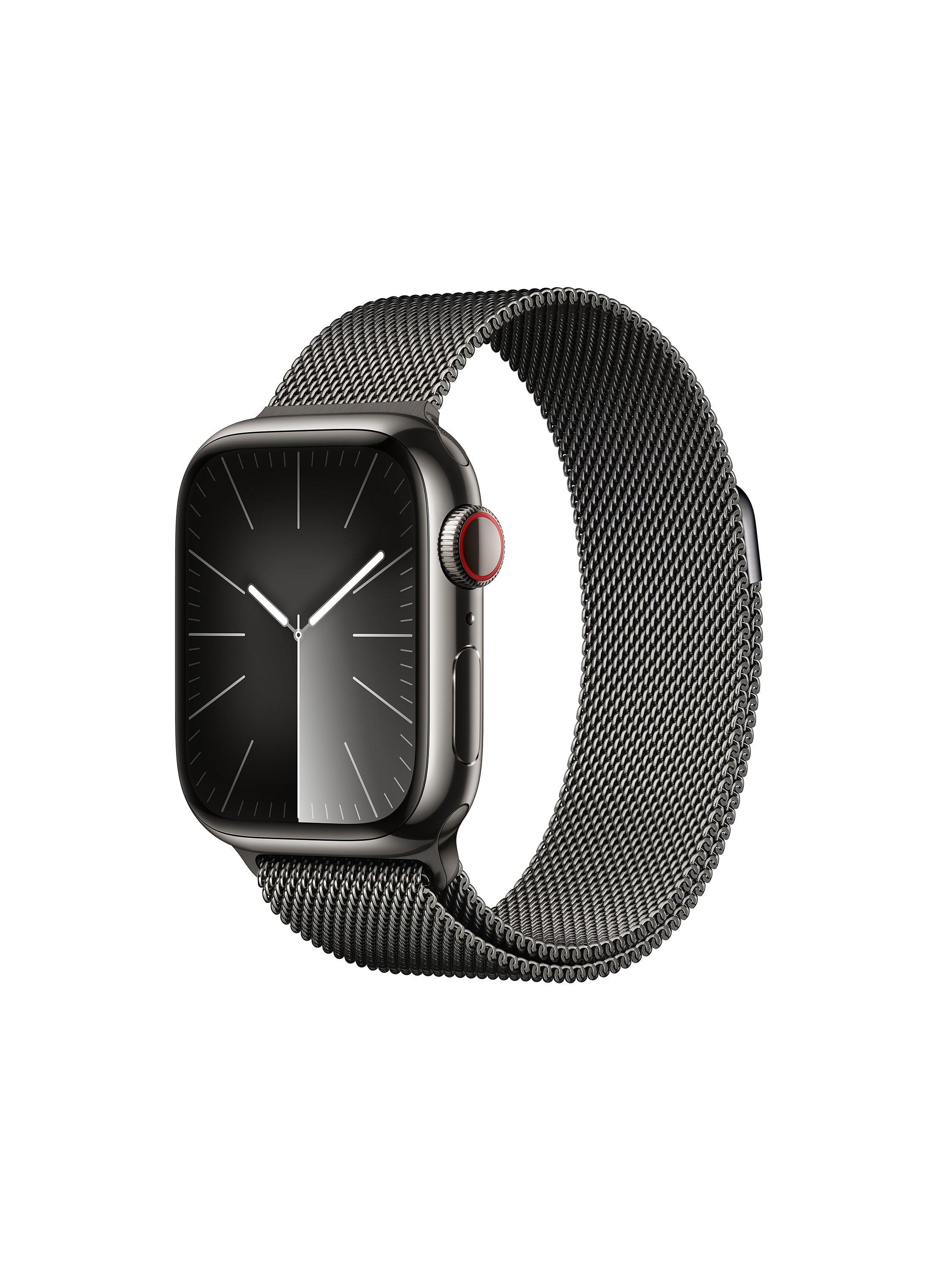 Apple Watch Series 9 GPS + Cellular, 41mm, Stainless Steel Case, Milanese Loop, Graphite