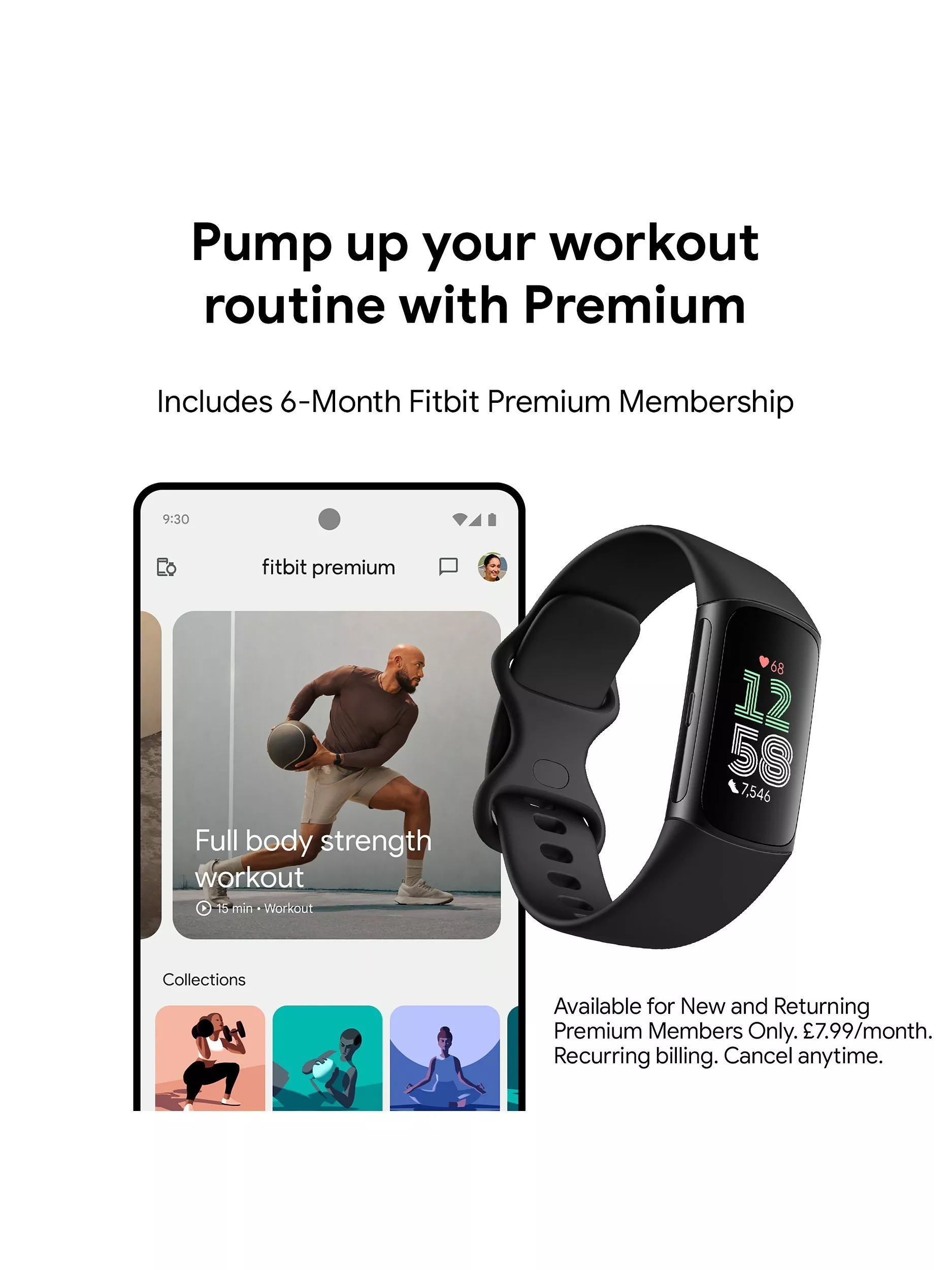 Montre Connectée Fitbit Charge 6 - Tracker Fitness GPS, Fréquence Cardiaque, Noir, Occasion