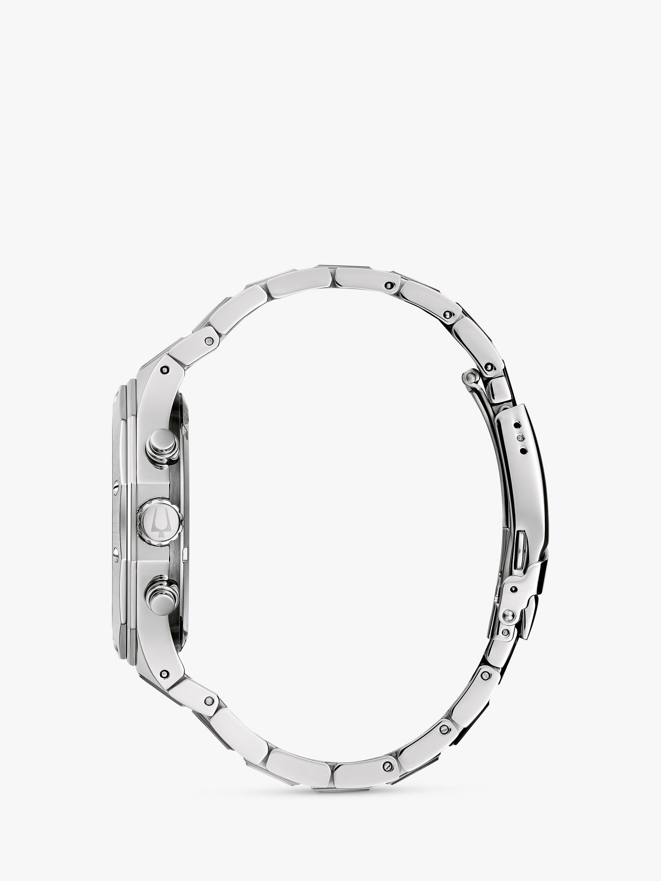 Product image 3 of 4, which shows Bulova 96B409 Men's Date Chronograph Bracelet Strap Watch, Silver/Green