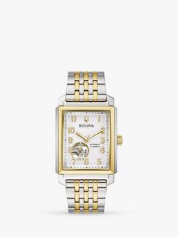 Bulova 98A308 Men's Sutton Automatic Heartbeat Bracelet Strap Watch, Silver/Gold, Silver/Gold