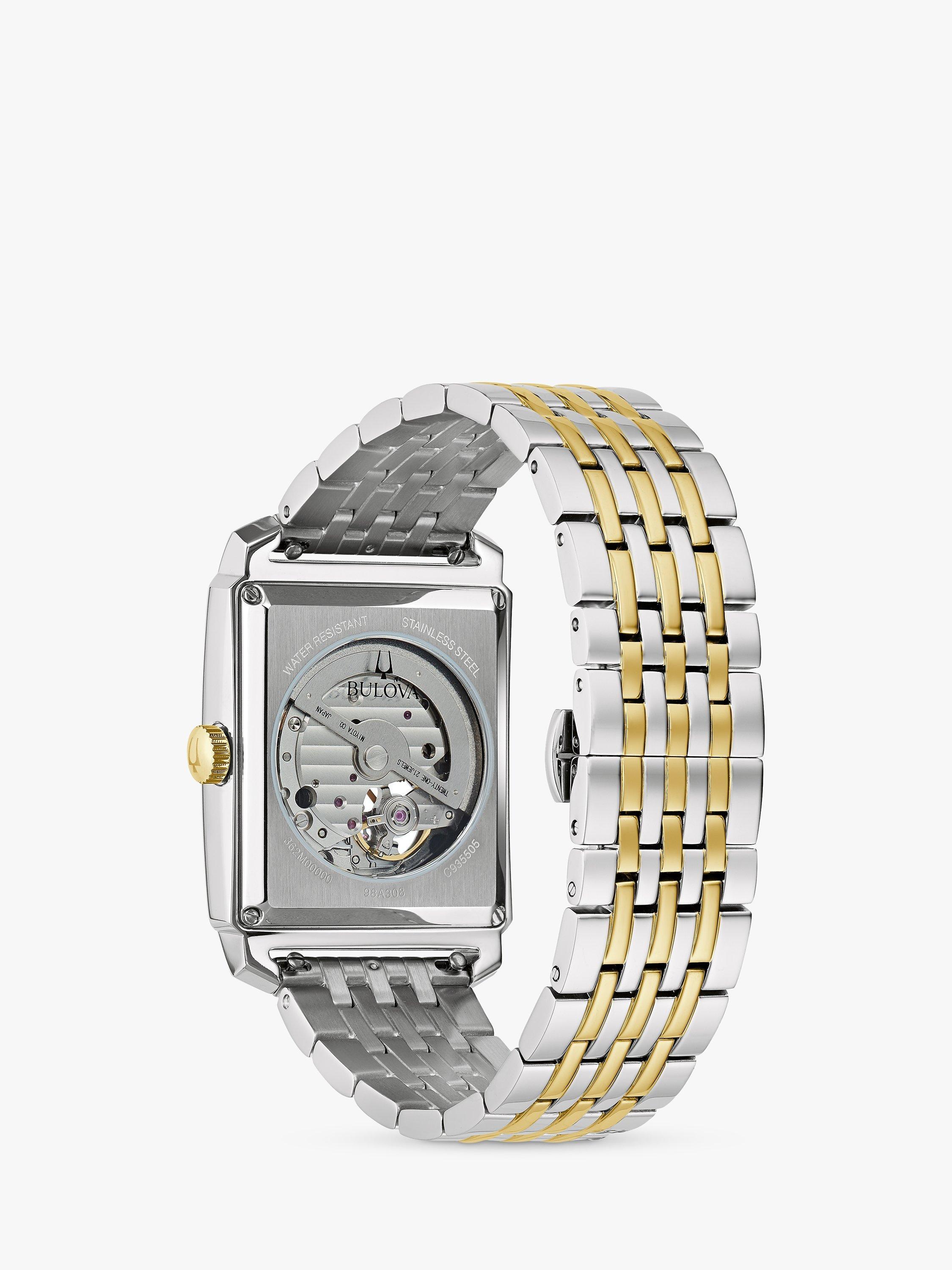 Product image 2 of 5, which shows Bulova 98A308 Men's Sutton Automatic Heartbeat Bracelet Strap Watch, Silver/Gold