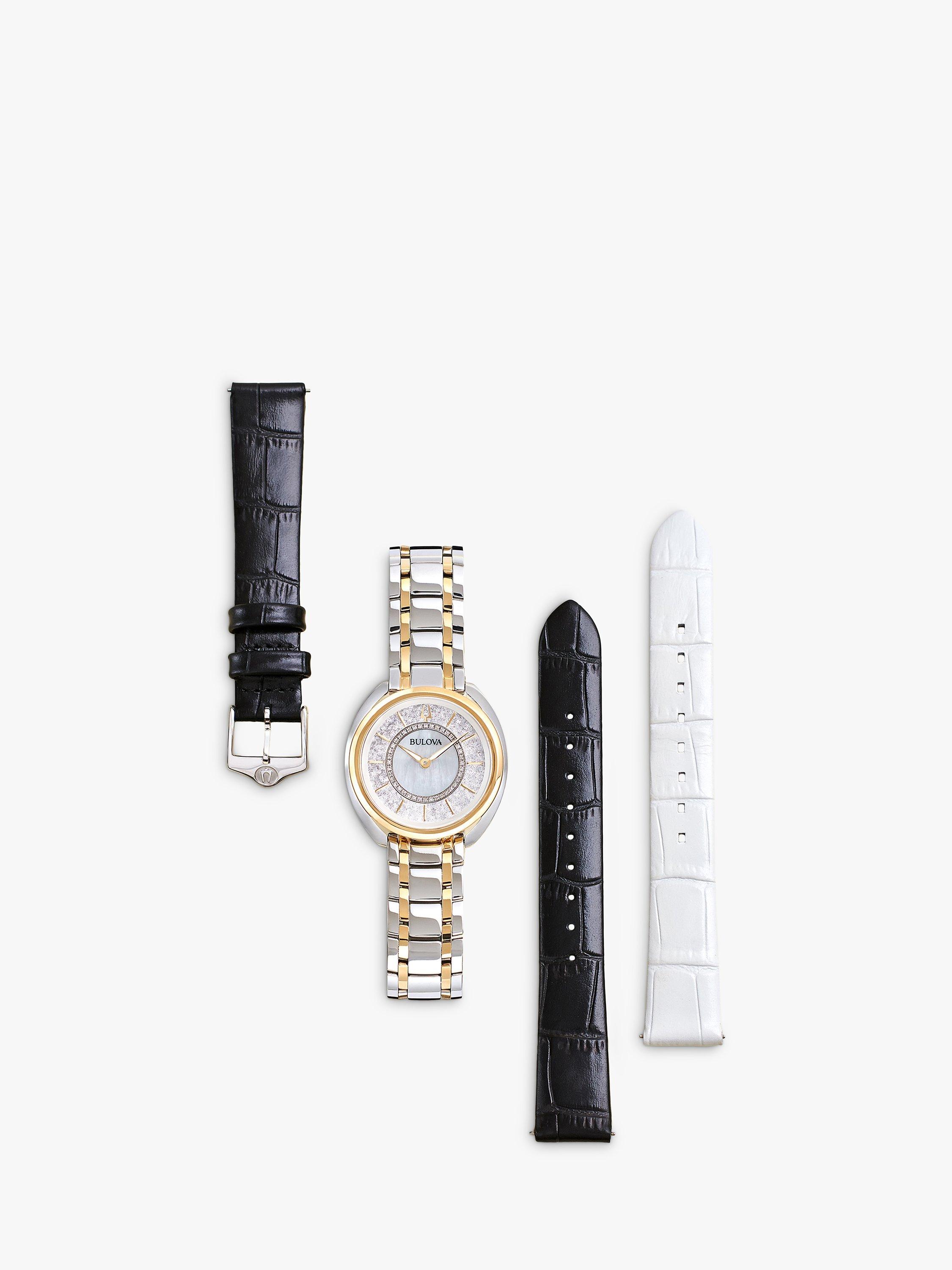 Product image 6 of 7, which shows Bulova 98X134 Women's Classic Duality Interchangeable Strap Watch, Gold/Silver