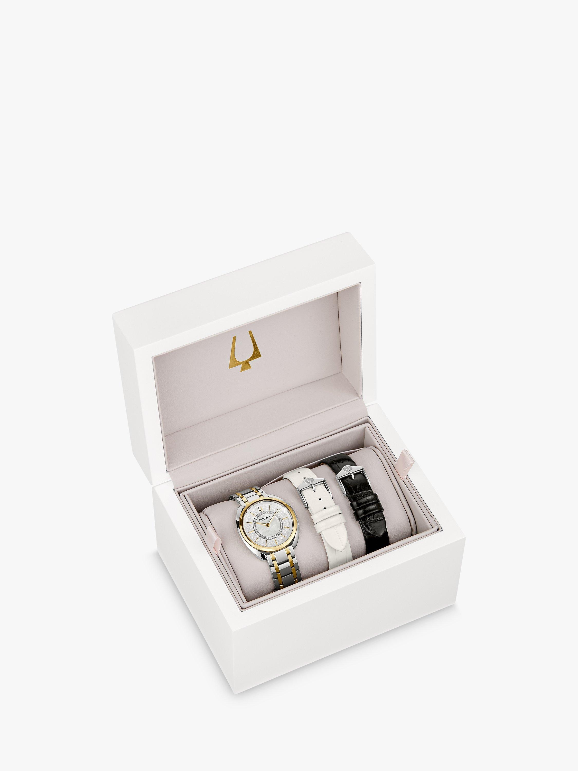 Product image 7 of 7, which shows Bulova 98X134 Women's Classic Duality Interchangeable Strap Watch, Gold/Silver
