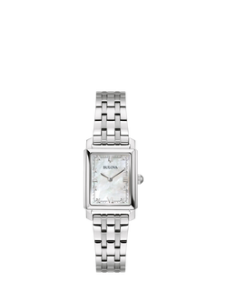 Bulova 96P244 Women's Sutton Diamond Bracelet Strap Watch, Silver/Mother-Of-Pearl, Silver/Mother-of-pearl