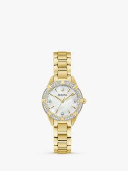 Bulova 98R297 Woman's Classic Sutton Diamond Bracelet Strap Watch, Gold/Mother-Of-Pearl, Gold/Mother-Of-Pear