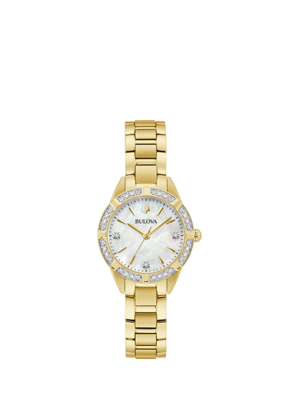 Bulova 98R297 Woman's Classic Sutton Diamond Bracelet Strap Watch, Gold/Mother-Of-Pearl, Gold/Mother-of-pear