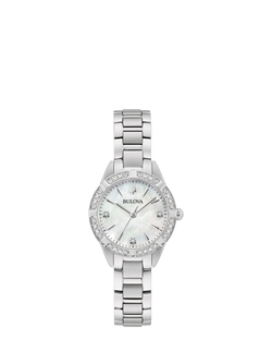 Bulova 96R253 Woman's Classic Sutton Diamond Bracelet Strap Watch, Silver/Mother-Of-Pearl, Silver/Mother-of-pearl