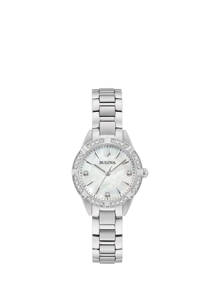 Bulova 96R253 Woman's Classic Sutton Diamond Bracelet Strap Watch, Silver/Mother-Of-Pearl, Silver/Mother-of-pearl
