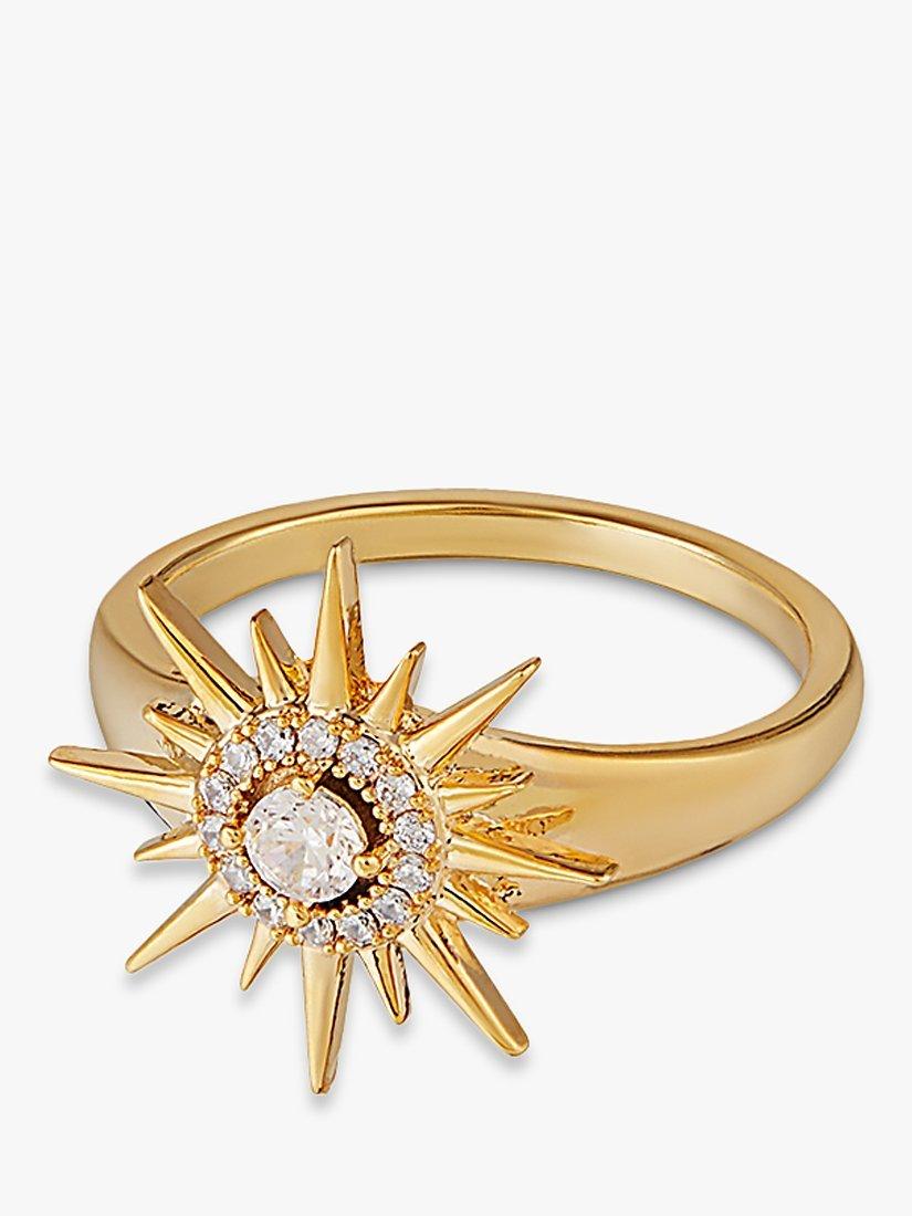 Orelia Crystal Starburst Ring, Gold