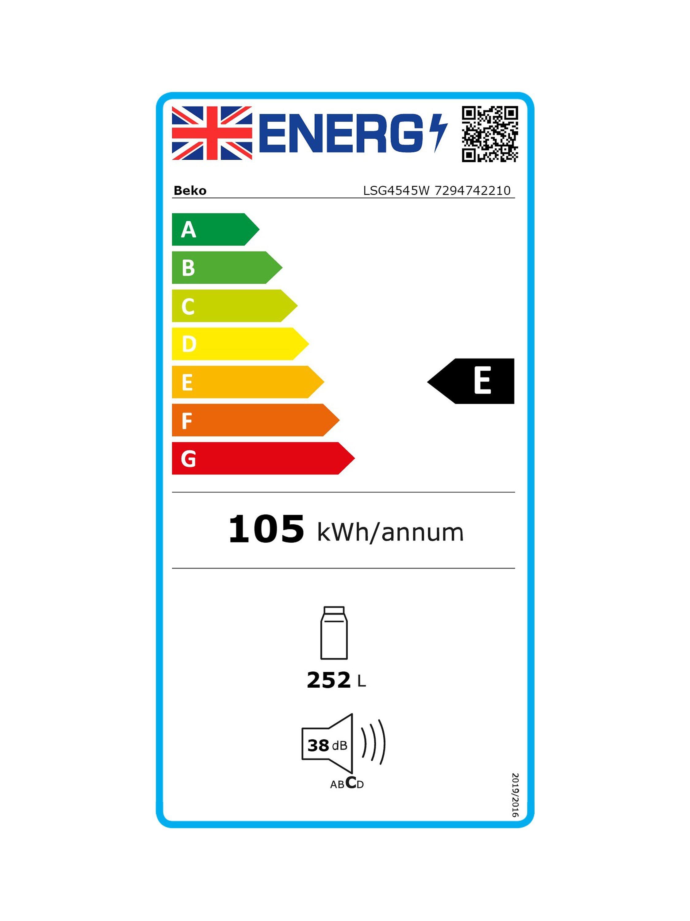 This item is rated E for energy efficiency on a scale from A (most efficient) to G (least efficient).