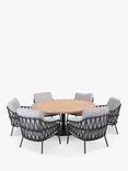 4 Seasons Outdoor Calpi & Saba 6-Seater Garden Dining/Lounge Set, FSC-Certified (Teak Wood), Anthracite/Natural