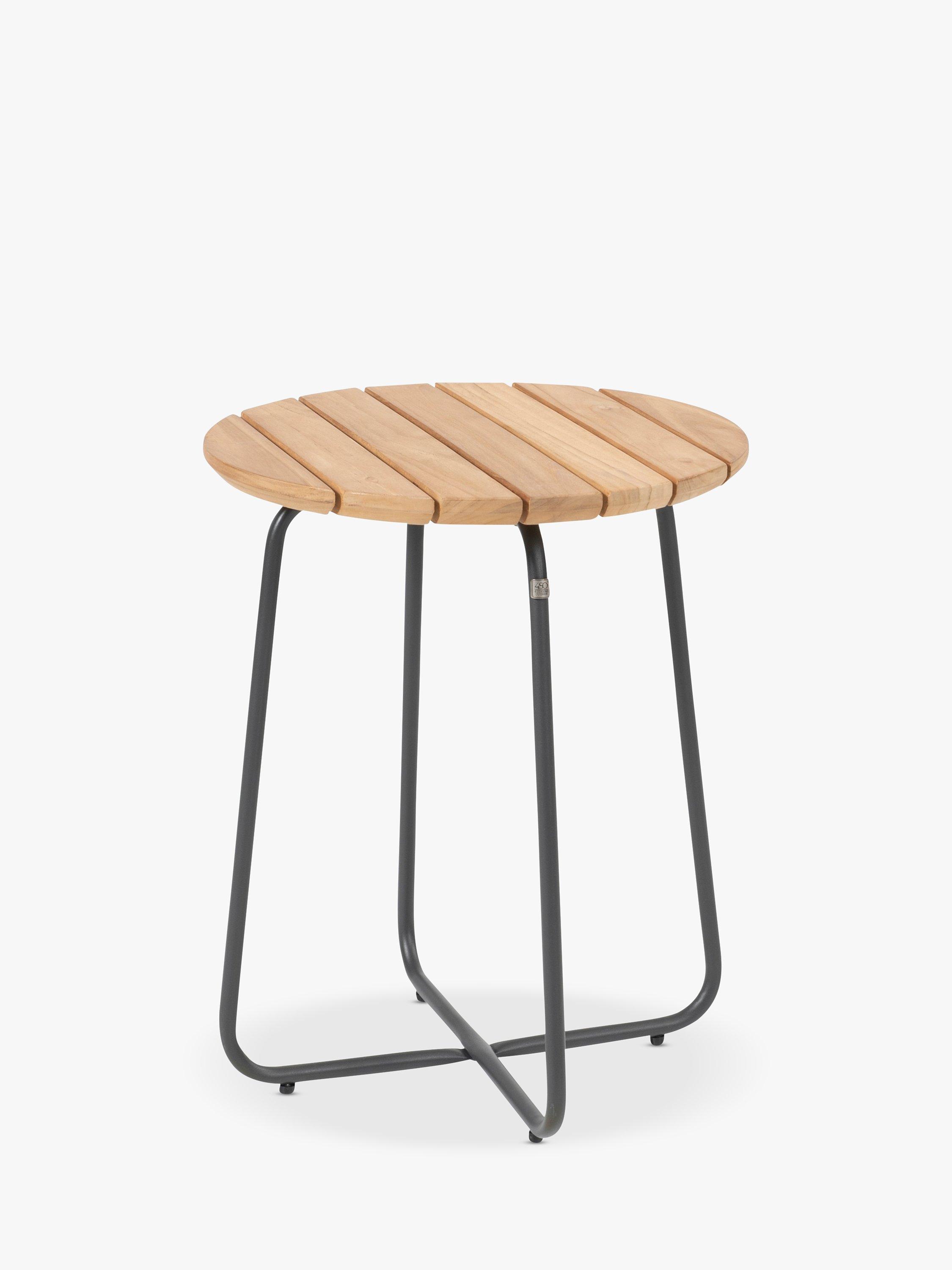4 Seasons Outdoor Verdi Round Garden Side Table, 45cm, FSC-Certified (Teak Wood), Natural