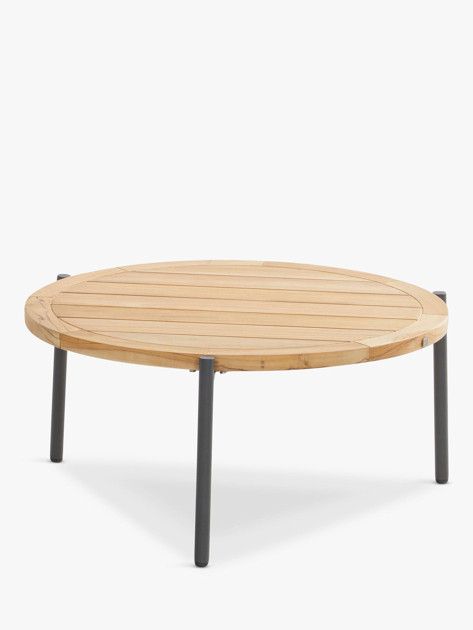 4 Seasons Outdoor Yoga Round Garden Coffee Table, 73cm, FSC-Certified (Teak Wood), Natural/Anthracite