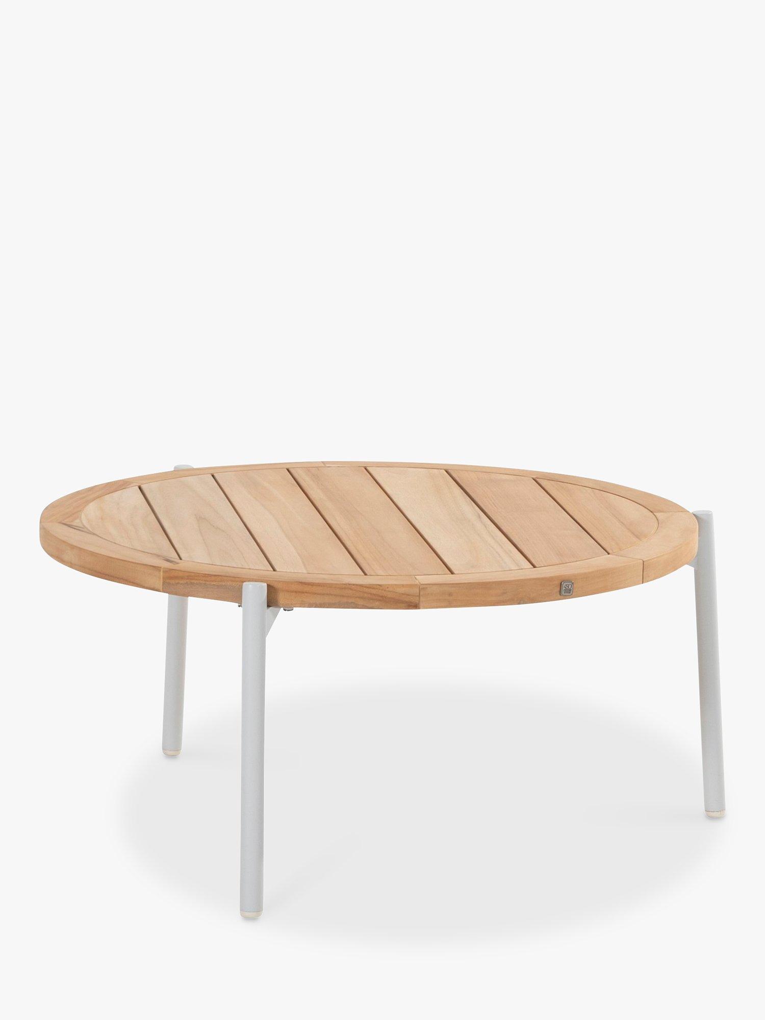 4 Seasons Outdoor Yoga Round Garden Coffee Table, 73cm, FSC-Certified (Teak Wood), Natural/Frost