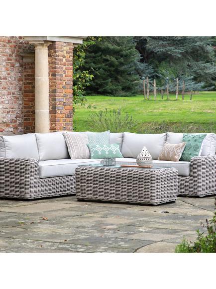 Gallery Direct Ragusa Rattan 5-Seater Corner Garden Lounge Sofa Set, Grey - view 2, Grey