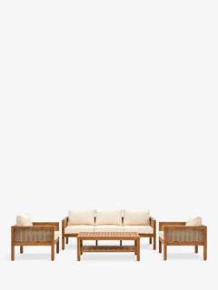 Gallery Direct Belize 5-Seater Acacia Wood Garden Lounge Set, Natural/Cream